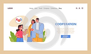 Cooperation concept. Flat vector illustratio