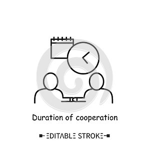 Cooperation duration icon. Editable illustration