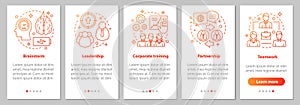 Cooperation and interaction onboarding mobile app page screen wi