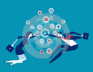 Cooperation. Organization collaboration. Concept business vector illustration, Teamwork, Partner