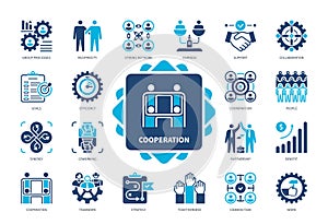 Cooperation solid icon set