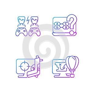 Cooperative games gradient linear vector icons set