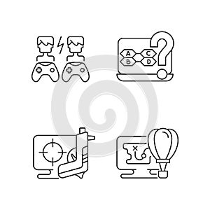 Cooperative games linear icons set