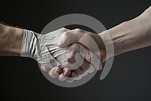 Cooperative Hands shake teamwork closeup. Generate Ai