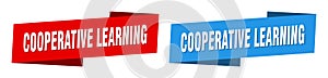 Cooperative learning banner. cooperative learning ribbon label sign set