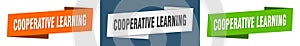 Cooperative learning banner. cooperative learning ribbon label sign set