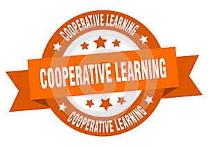 cooperative learning round ribbon isolated label. cooperative learning sign.