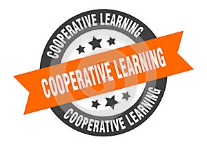 cooperative learning sign. cooperative learning round ribbon sticker. cooperative learning