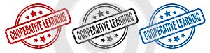 cooperative learning stamp. cooperative learning round isolated sign.