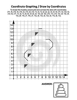 Coordinate graphing, or draw by coordinates, math worksheet with rings stacker toy photo