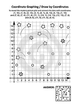 Coordinate graphing, or draw by coordinates, math worksheet with Valentine`s Day number 14 photo
