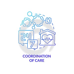 Coordination of care blue gradient concept icon