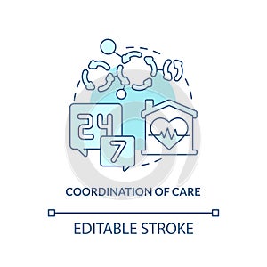 Coordination of care turquoise concept icon