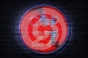 COP 27 Neon Sign - Sharm El-Sheikh, Egypt, 7-18 November 2022 - International climate summit  illustration