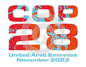 COP 28 United Arab Emirates - 7-18 November 2023 vector illustration - UN International climate summit