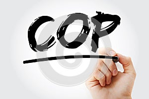 COP - Change Order Proposal acronym with marker, business concept background