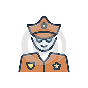 Color illustration icon for Cop, policeman and peeler photo