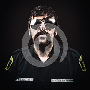 Cop Mustache Sunglasses Uniform Retro Bad