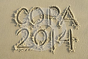 Copa 2014 Football Sand Writing Message