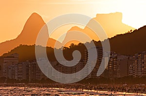 Copacabana Beach by Sunset, Rio de Janeiro, Brazil