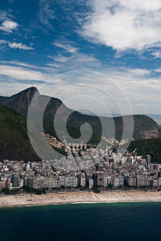 Copacabana Beach under the statue of Jesus Christ