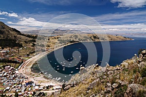 Copacabana city, Titicaca lake, Bolivia photo
