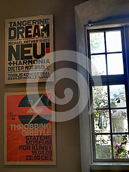 Copenaghen, Denmark - 27 jun 2019: Vintage advertising posters at the museum of design