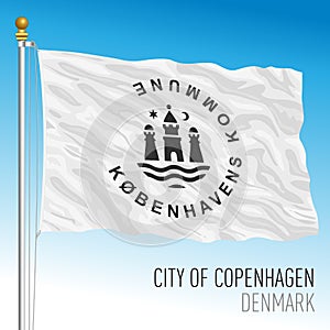 Copenhagen city flag, Denmark, European counrty, illustration photo