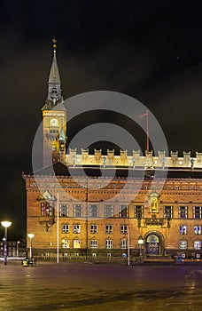 Copenhagen City Hall in evening