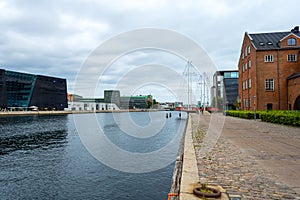 Copenhagen. Denmark. 12. September. 2021. Beautiful modern buildings, and bridges on the bank of the canal in Copenhagen