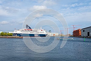 Copenhagen. Denmark. 15. September. 2021. The Crown Seaways of the DFDS line in the port of Copenhagen. Transport. Ships