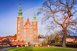 Copenhagen, Denmark. 17th-century Rosenborg Slot with royal treasures and gardens