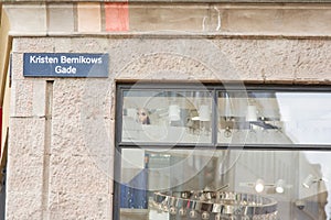 street name sign of Kristen Bernikows in Copenhagen, Denmark photo