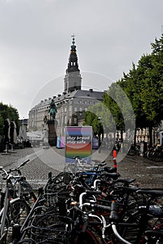 Wolrd Pride and Euro gaems on copenhgen town hall Sq