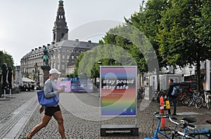 Wolrd Pride and Euro gaems on copenhgen town hall Sq