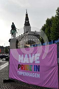Wolrd Pride and Euro gaems on copenhgen town hall Sq