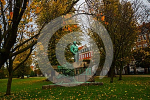 COPENHAGEN, DENMARK: Beautiful sculpture in the Park near the Rosenborg Castle