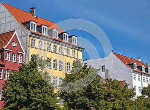 Copenhagen Denmark colorful facades of old houses christianshavn canal