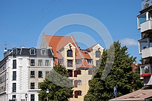 Copenhagen Denmark colorful facades of old houses christianshavn canal