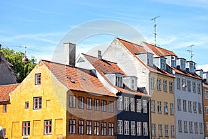 Copenhagen Denmark colorful facades of old houses christianshavn canal