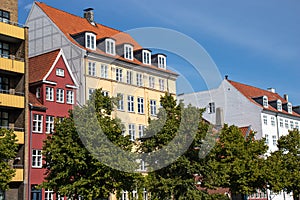 Copenhagen Denmark colorful facades of old houses christianshavn canal