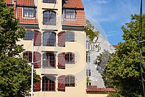 Copenhagen Denmark colorful facades of old houses christianshavn canal