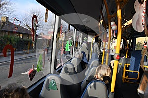Bus roite 31 decorated with christmas spirit in Copenhaaen