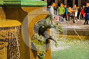 COPENHAGEN, DENMARK: fountain Stork on Amagertorv square at the city centre