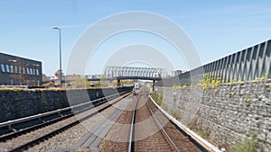 Copenhagen, Denmark, Hyperlapse - First person POV outdoor view inside the subway of Copenhagen during a sunny day