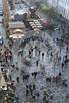 Christms shoppers and travelers in Copenhagen Denmark