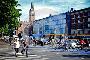 Copenhagen denmark: people riding bicycles