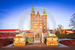 Copenhagen, Denmark. Rosenborg Slot, winter sunrise