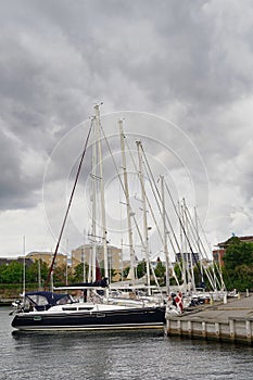 Copenhagen, Europe, marina with sailing yachts