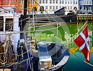 Copenhagen, Nyhavn harbor famous touristic landmark